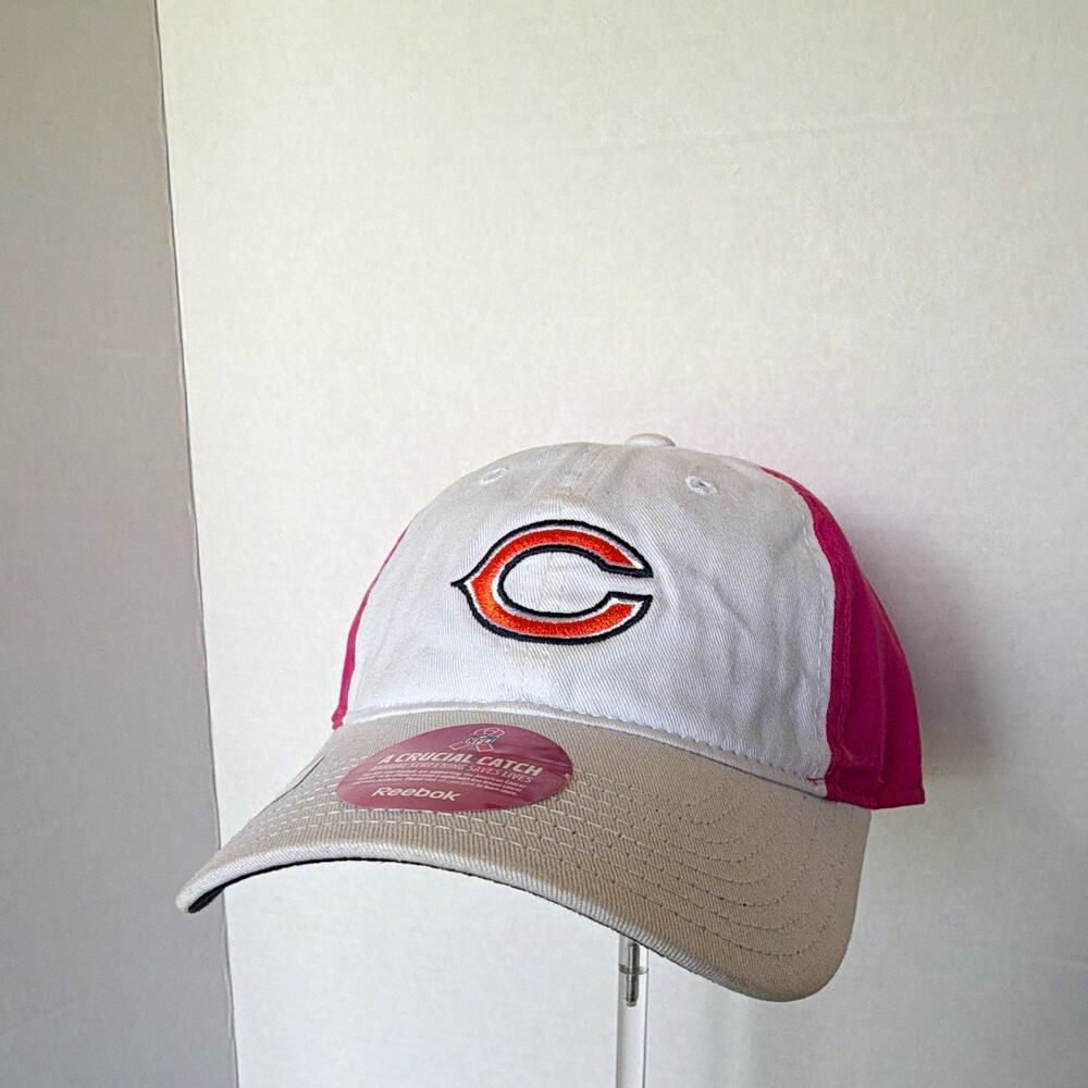 Reebok NFL Chicago Bears pink and white Embroidered Cotton Adjustable Cap